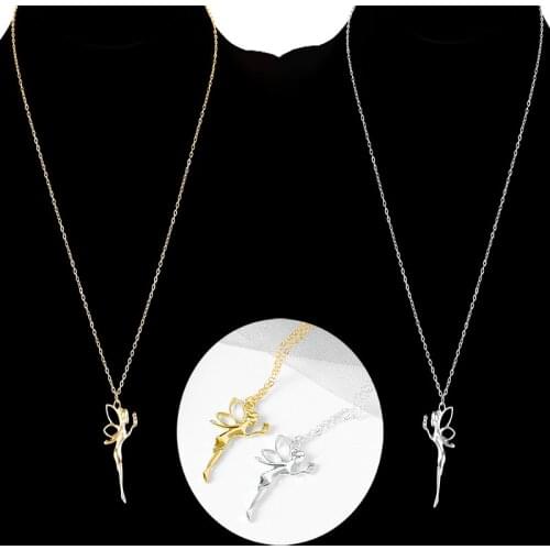 Simple and Elegant Tooth Fairy Fairy Wings Pendant Gold and Silver Couple Girlfriends Necklace Jewelry Gift