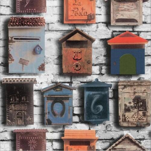 Q QIHANG Retro Nostalgic Art Personality House Trend Bar Restaurant Cafe PVC Wallpaper Roll Red Brown Color 5.3m2