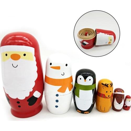 Russian Matryoshka Six-layer Santa Claus Wooden Toys Valentine Gift Home Decor