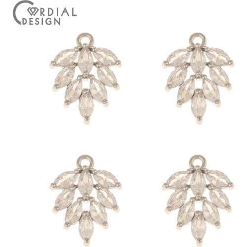 Cordial Design 30Pcs 12*16MM CZ Charms/Jewelry Accessories/Hand Made/Rhodium/DIY Making/Connectors/Earring Findings/Pendant