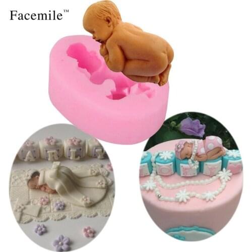 3D Fondant Silicone Mold Sleeping Baby Cake Decorating Tools Chocolate Mould Silicone soap mold Party 02007 Gift
