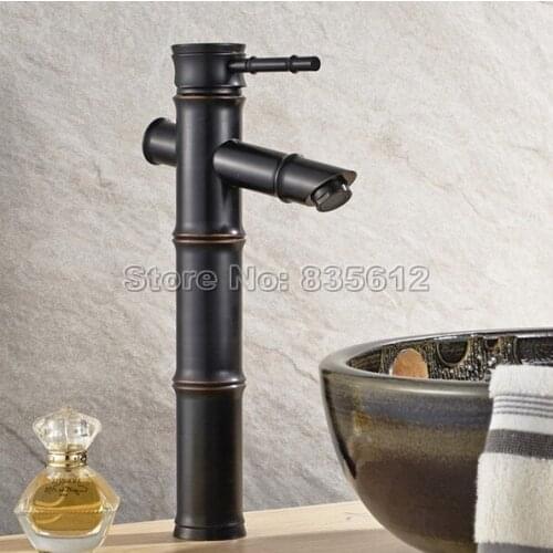 Bathroom Single Handle Basin Faucet Black Oil Rubbed Bronze Finish Vessel Sink Mixer Taps Deck Mounted jnf010