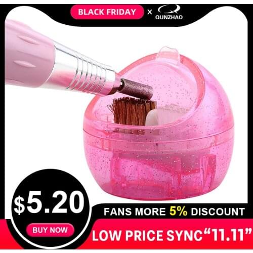 Nail Art Drill Bit Cleaning Brush Box Portable Cleaner Metal Brush & Plastic Brush Nail Art Tools
