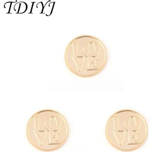 TDIYJ Newest 33mm Gold Love Coin Disc for Stainless Steel Frame Pendant Women Jewelry 1pcs/lot