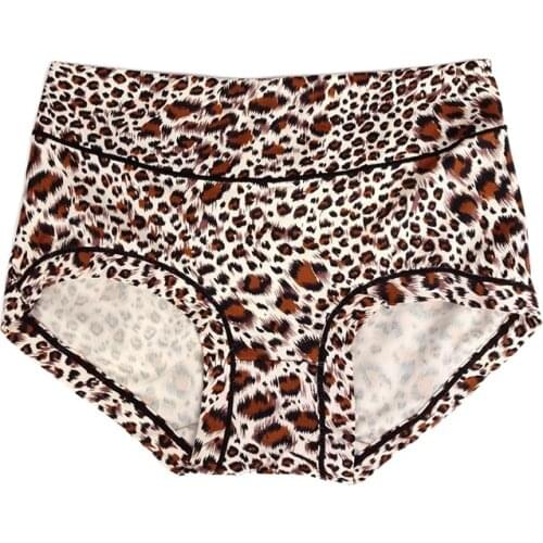 Bamboo Fiber Leopard Women Panties Large Size High Waist Sexy Silky Seamless Underwear Breathable Cotton Crotch Womens Briefs