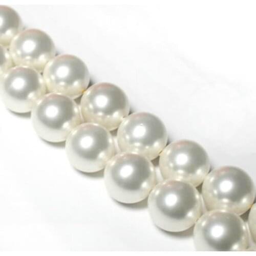 High quality fashion 10mm white imitation shell pearl diy loose spacers beads wholesale price women jewelry making 15inch BV109