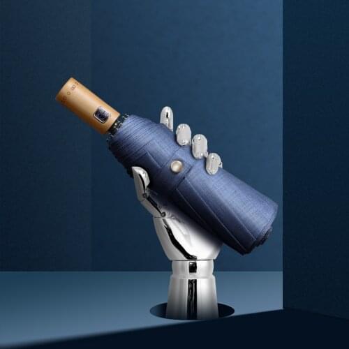 8 Ribs Wooden Handle Wind Resistant 3Folding Automatic Umbrella Men Parasol Women Rain Umbrellas Business Gift Portable Paraguas