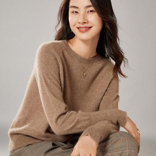 100% pure Wool round neck pullover Cashmere Sweater womens wild slimming tops Slim Western ladies knitted wool bottoming shirt