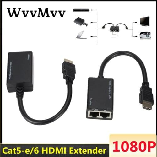 1080P Over RJ45 CAT5e CAT6 UTP LAN Ethernet HDMI-compatible Extender Repeater FHD 3D 100ft(30M) Extension Cord for PS3 DVD HDTV