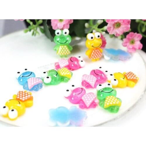 200pcs Mixed Colors Smile Kawaii Resin Flatback Cabochon For Scrapbooking Jewelry Making Accessories Sparkle Kistch Frog