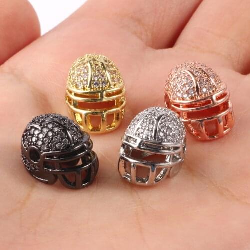3pcs/lot CZ Spacer Beads Helmets Brass Micro Pave Cubic Zirconia Beads For Jewelry Making DIY Bracelet Charm Accessories 10*10mm