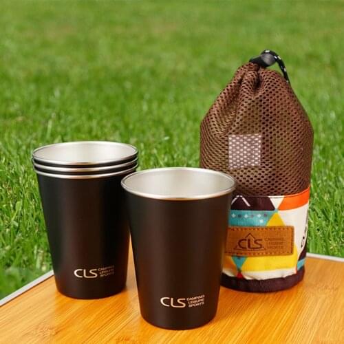 4PCS Stainless Steel Cups Portable Beer Water Cup Tea Milk Coffee Mug Drink Cups for Outdoor Camping Picnic Drinkware 350ml