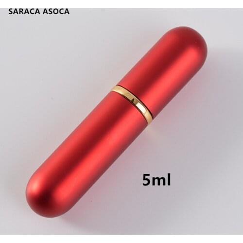 5ml Aluminum Glass Perfume Bottle Mini Lipstick Perfume Tube Cosmetic Empty Bottle Silver Ring Multicolor 20pcs/lot