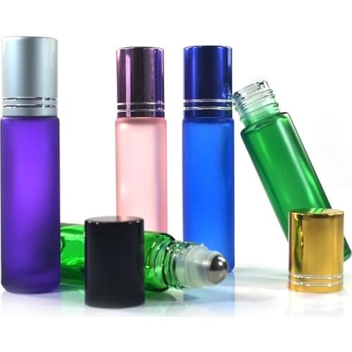 600pcs 1/3oz Thick Glass Empty Roll On Bottle 10ml Perfume Essential Oil Bottles Sample Refillable Bottle With Steel Roller Ball