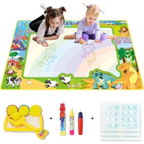 8 Types Water Drawing Mat with Magic Pens & Stamps Big Size Coloring Painting Carpet Set Educational Toys Gift for Children