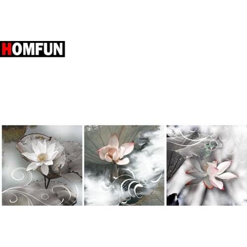 HOMFUN Full Square/Round Drill 5D DIY Diamond Painting "Lotus scenery" Embroidery Cross Stitch 5D Home Decor Gift