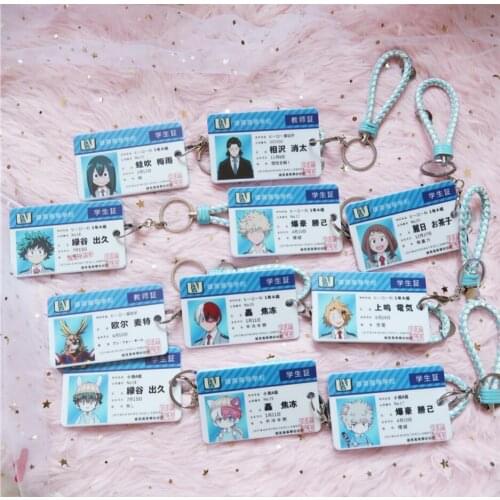 Anime My Hero Academia key chain PVC keychain Asui Tsuyu Ochaco Uraraka Kaminari Denki All Might Eraser Head Bus card set funny