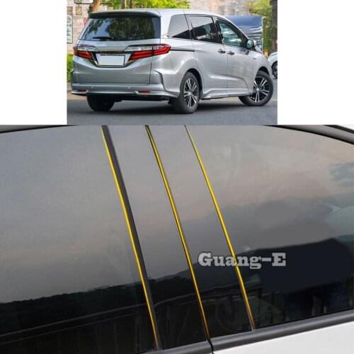 Car PC Material Pillar Post Cover Door Trim Window Piano Black Molding Sticker Plate Parts For Honda Odyssey 2015 2016-2021