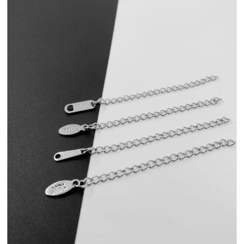 20pcs 5cm Tail Chain with Logo Tag Stainless Steel Extend Chain DIY Necklace Bracelet Jewelry Findings