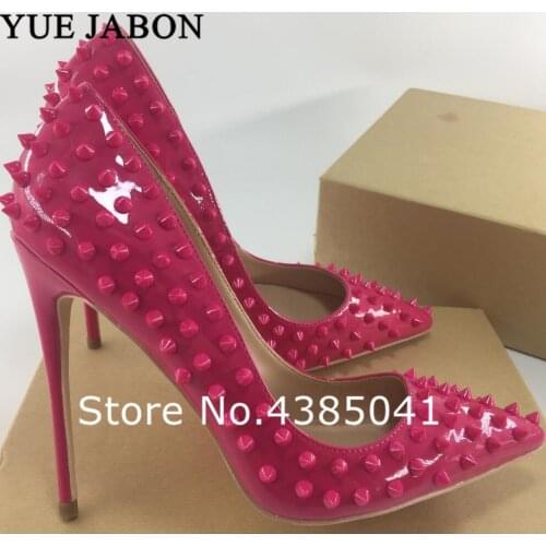 Pointed Toe Chaussure Femme Slip-On Pumps High Heels Rivet Women Shoes New Spring Summer Zapatos Mujer Shallow Wedding Shoes