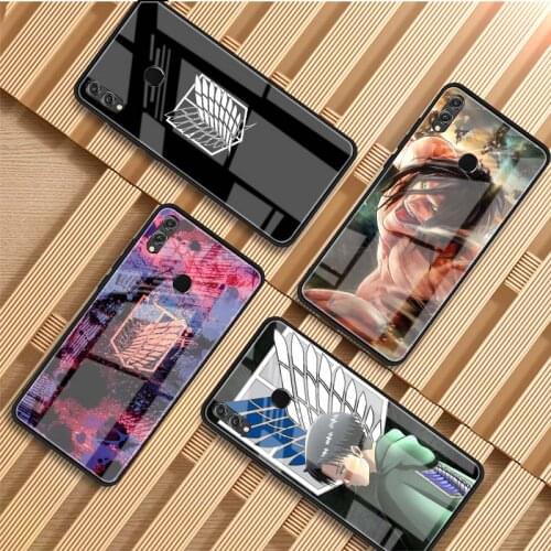 Anime attack on Titan DIY Luxury Tempered Glass Phone Case For Huawei P20 P30 P40 Lite PRO Mate 20 30 Lite Pro Cover shell