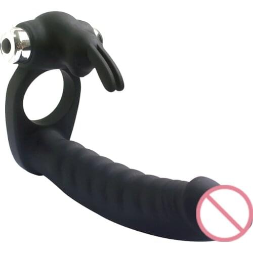 Black Silicone Simulation Strap on Dildos Vibrating Anal Plug Vibrating Penis Anal Massage Plug Adult Game Sex Toys for Couple