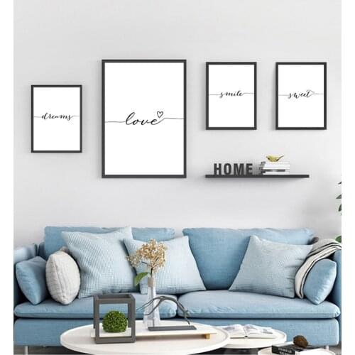 Nordic Style Decorative Picture Home Bedroom Decor Love Smile Dream Sweet Quotes Canvas Poster and Prints Painting Wall Art