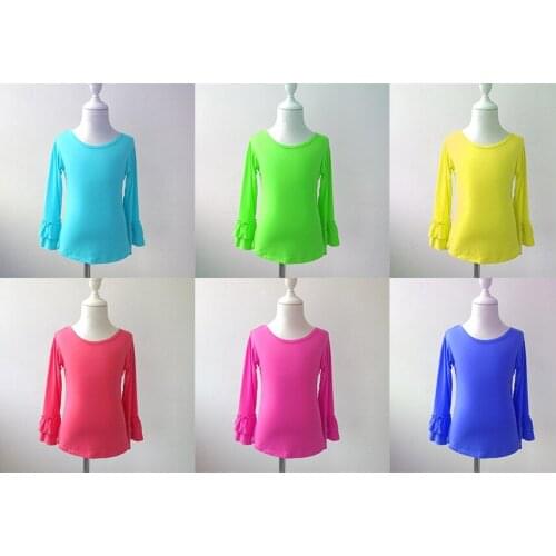 Fall winter baby children fashion double ruffle long sleeve shirts kids super soft cotton comfortable round neck shirts