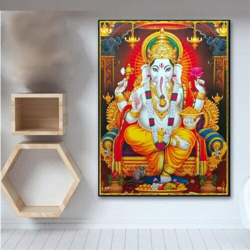 Diy full square round drill Lord ganesha embroidery diamond painting cross stitch portrait mosaic Symbol of wealth icon YG1950