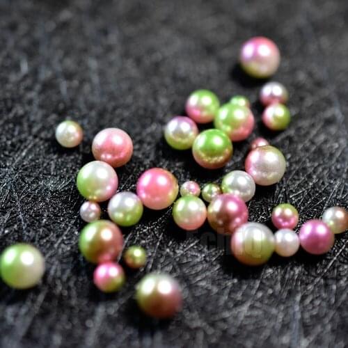 Gradient Mermaid Pearl Beads Purple Pink Green Gems Japan Popular Round 3D Nail Decoration Mixed Size DIY Nail Decor Accessories