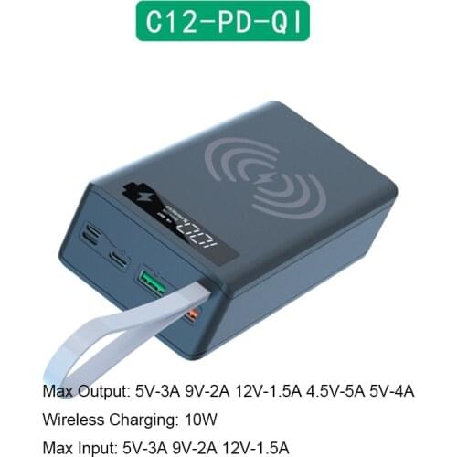 12*18650 Battery Storage Box PD QC3.0 Quick Charge DIY Power Bank Box Case 10W Fast Wireless Charging 18650 Battery Holder Box