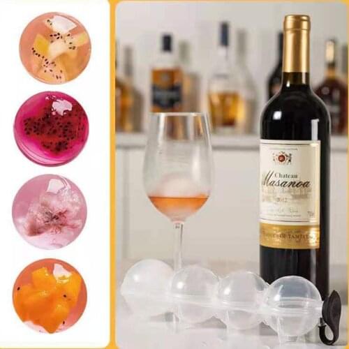 Creativity, Whisky Ice Hockey, DIY Model, Silica Gel, Ice Round Plastic Four Hole Mold, Multifunctional Ice Cream Model