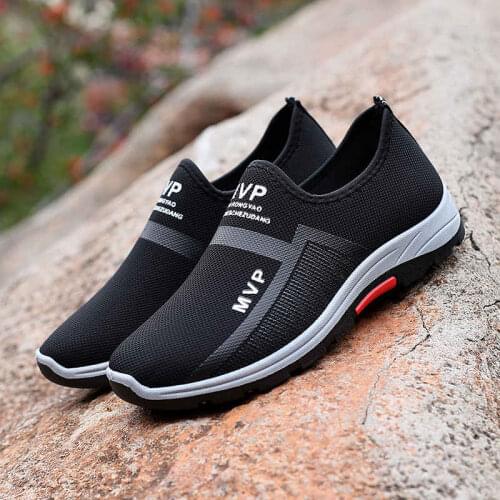 Big Size Sneakers Man Sport Slip-on Running Shoes Man Summer Black Sports Shoes Ultralight Walk Male Loafers Low Top Trainers I2