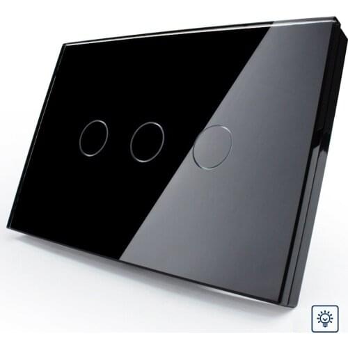 Livolo US/AU Standard Touch Switch,Smart Pearl Crsytal Glass Panel 3Gangs 1Way, 220V/50Hz Touch Light Dimmer Switch VL-C303D-82