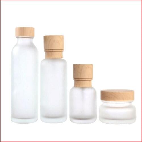 50/110/150ML frosted Empty glass bottle/jar lotion pump Cosmetic Packing Refillable Bottles w Grain cap
