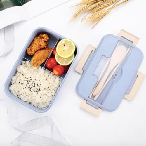 Microwave Bento Box Two Layers Wheat Straw Lunch Box Leak-Proof Bento Lunch Box For School Work Food Container