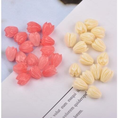 New 6*9mm 10pcs DIY Handmade Hairpin Headwear Accessories Hole Small Flower Imitating Coral Shells Components for Jewelry Making