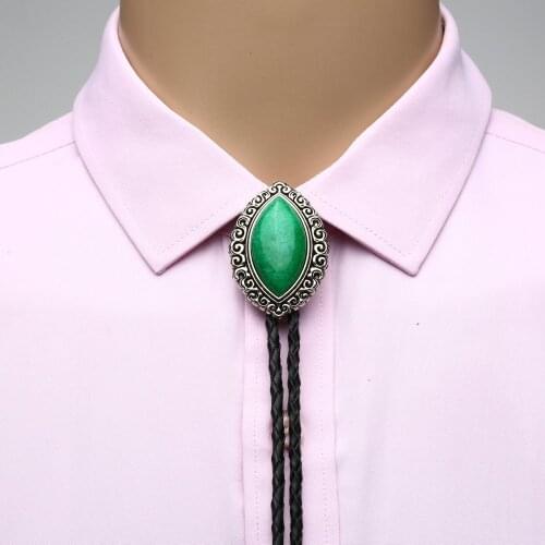 New unisex bolo necktie natural stone large eyes stainless steel necklace wedding fashion