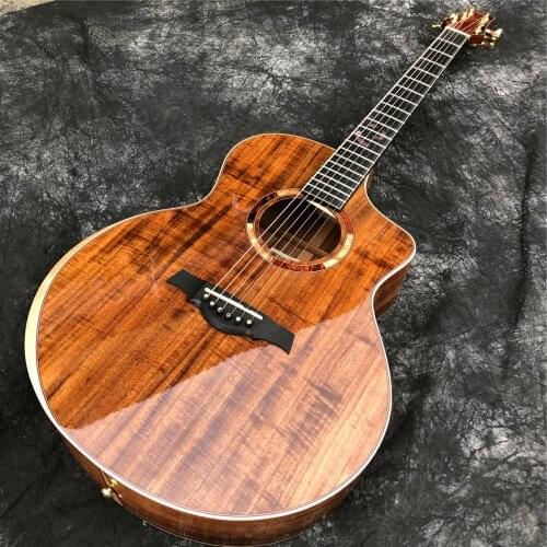 Top Quality All Solid Koa Wood 41 Inches Jumbo Cutaway Acoustic Guitar