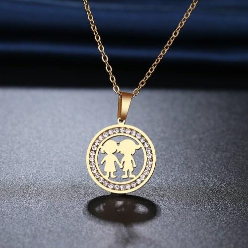 CACANA 316L Stainless Steel Good Friend Boy Necklace NEW Crystal Rhinestone Necklaces For Women Wedding Jewelry Gifts
