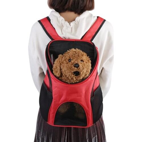 Portable Dog Cat Pet Double Shoulder Carrier Bag Backpack Breathable Mesh Travel Outdoor Red Travel Backpack Mesh Backpack Head