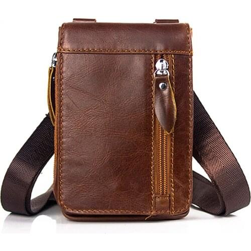 ZOVYVOL Mens Casual One-shoulder Messenger Bag Leather Retro First Layer Cowhide Mens Belt Waist Bag Mobile Phone Bag Small