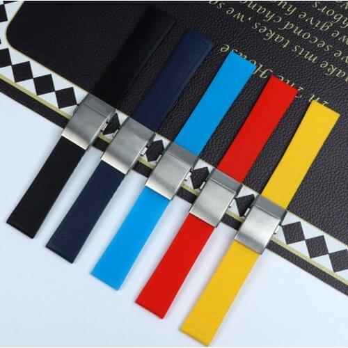 Nature Rubber Watch band 22mm Black Blue Red Yellow Watchband Bracelet For Breitling strap Navitimer Avenger logo on tools