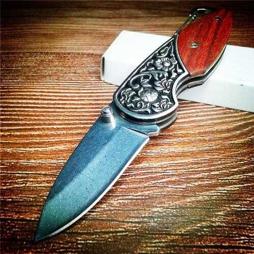 Folding Knife, Stainless Steel Knife, Carved Handle, Pocket Knife, Suitable for Carrying Around, Sharp and Durable, Multi-color