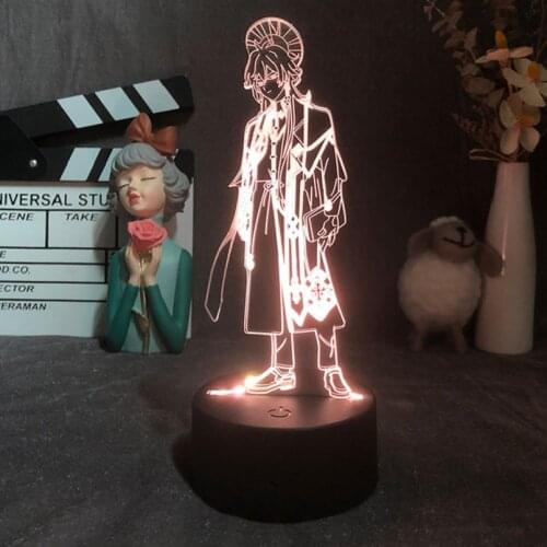 3D Night LED Light Lamp Base Anime Gaming Room Night Genshin Impact Acrylic Nightlight Kids Gift 16 RGB Colors Remote Control