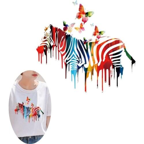 Horse Thermal Transfer Iron-On Clothes Punk Animal Lion Fox Wolf Appliqued Handmade Badge Thermo-Sticker Fabric Stripes On Jeans