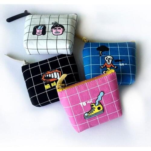 Korean Cartoon Canvas Coin Purse Cute Mini Coin Purse Coin Purse Student Portable Key Bag Small Purse