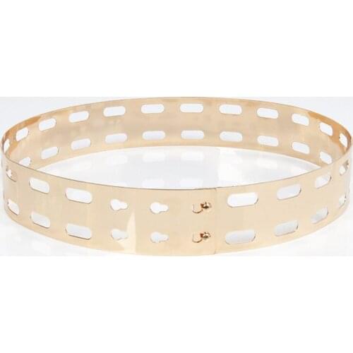 New fashion style Wide Belt Metal Punk Full Plate Carved Mirror Waist Belly Band Gold For Women clothing accessories BL51