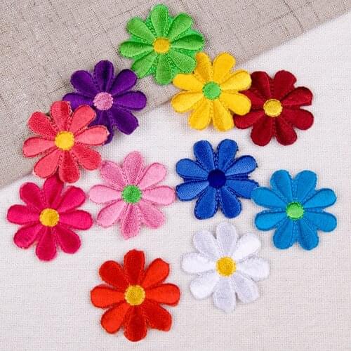 10Pcs DIY Sunflower Patches Iron On Patch Embroidered Patches On Clothes Applique Cartoon Style Badge Stickers On Kids T-shirts