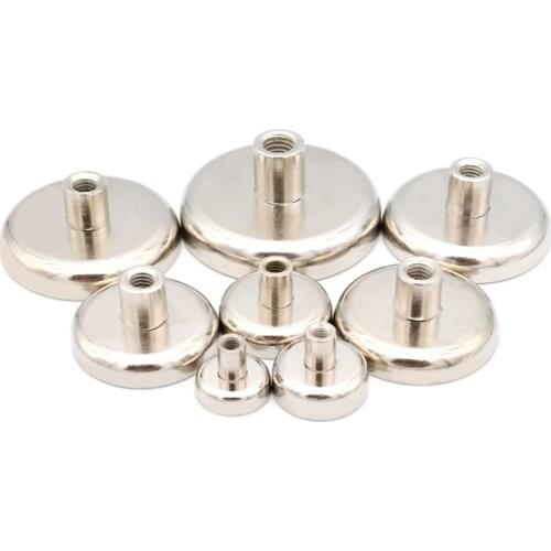 10 Pcs Magnet Super Strong Pot Salvage Permanent Neodymium Ndfeb Hook With Internal Threaded Rod M3 M4 M5 M6 M8 Deep Sea Hook